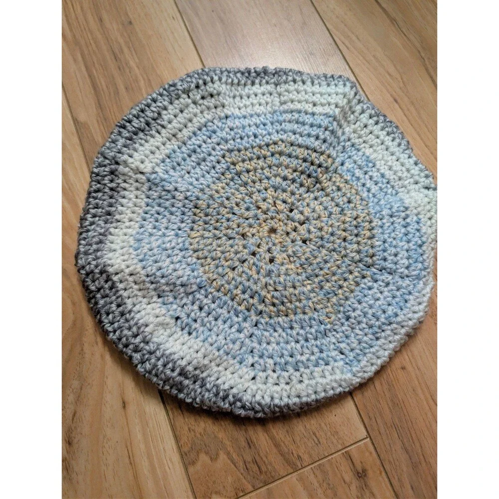 Bundle of 2 Handmade Crochet Beret Hats - French Artist Slouchy Tams - Blue